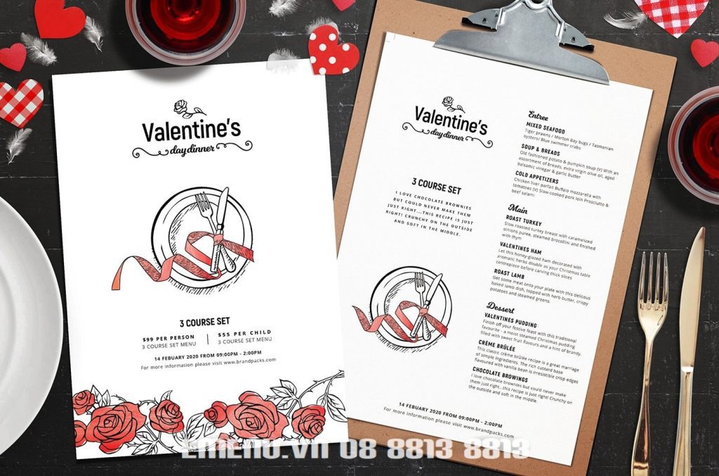 menu valentine mau do trang NO0