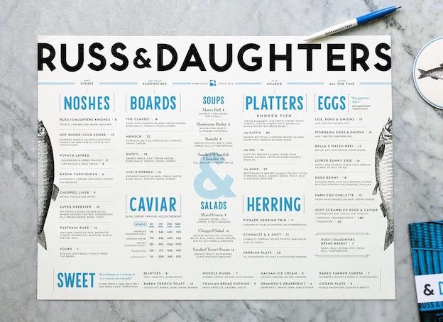 Russ & Daughters menu design